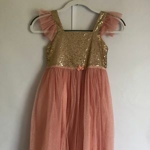 Gold and Pink sequin and tulle dress